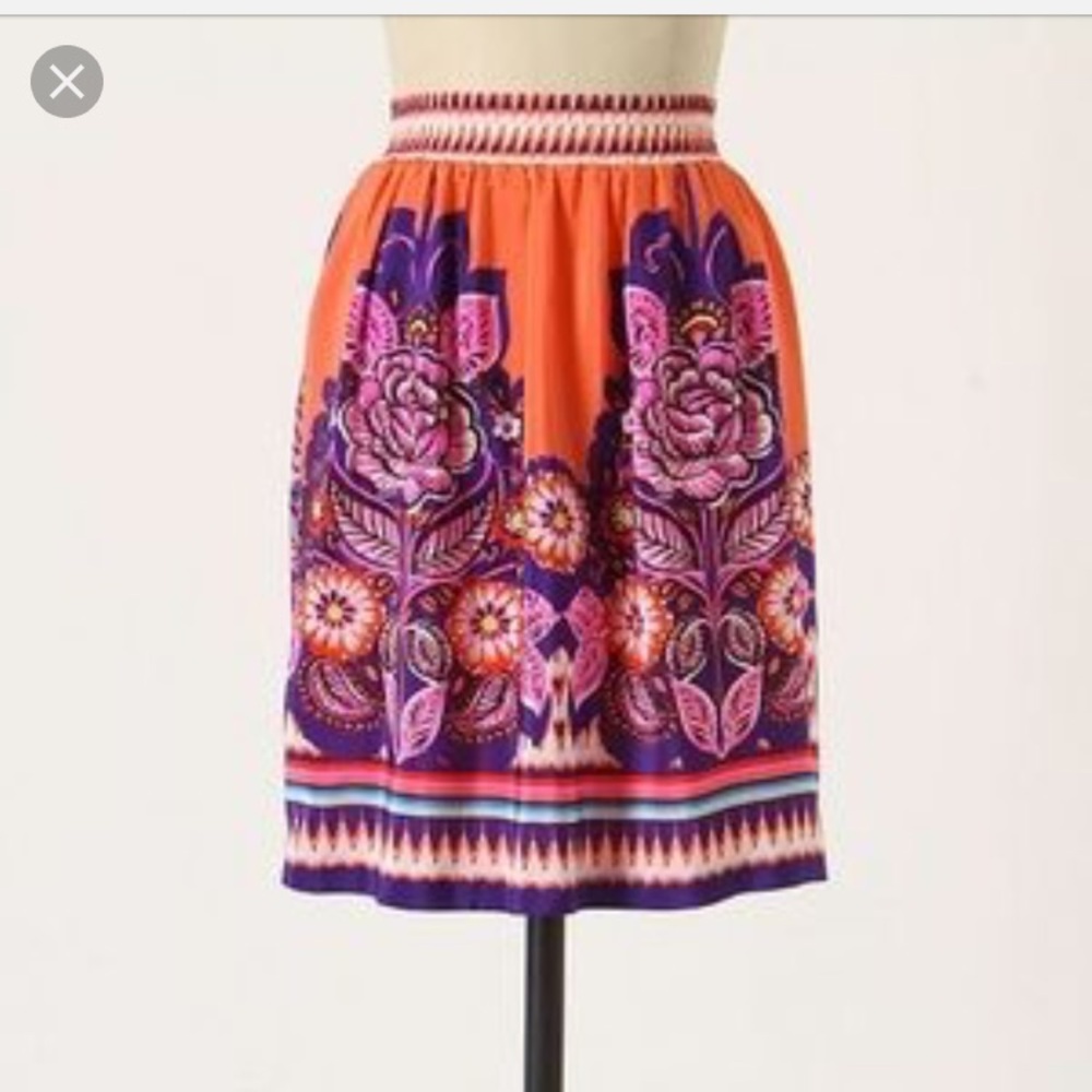 Anthropologie Silk Skirt